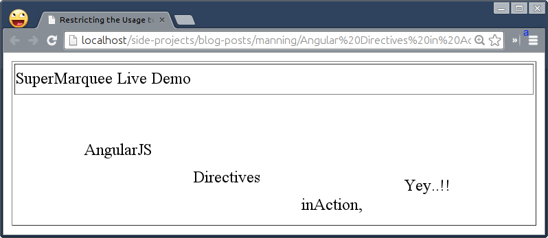 Benefit of using super-marquee directive as HTML comment